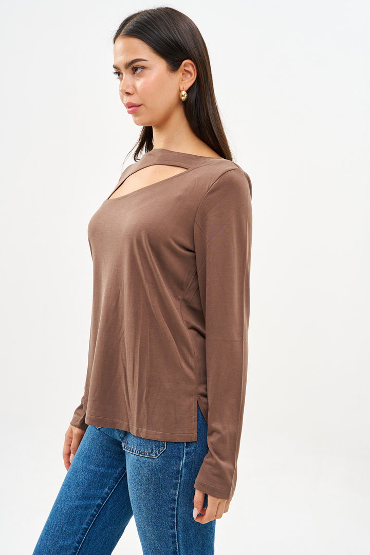 ELISSA CHOCOLATE BROWN SHIRT