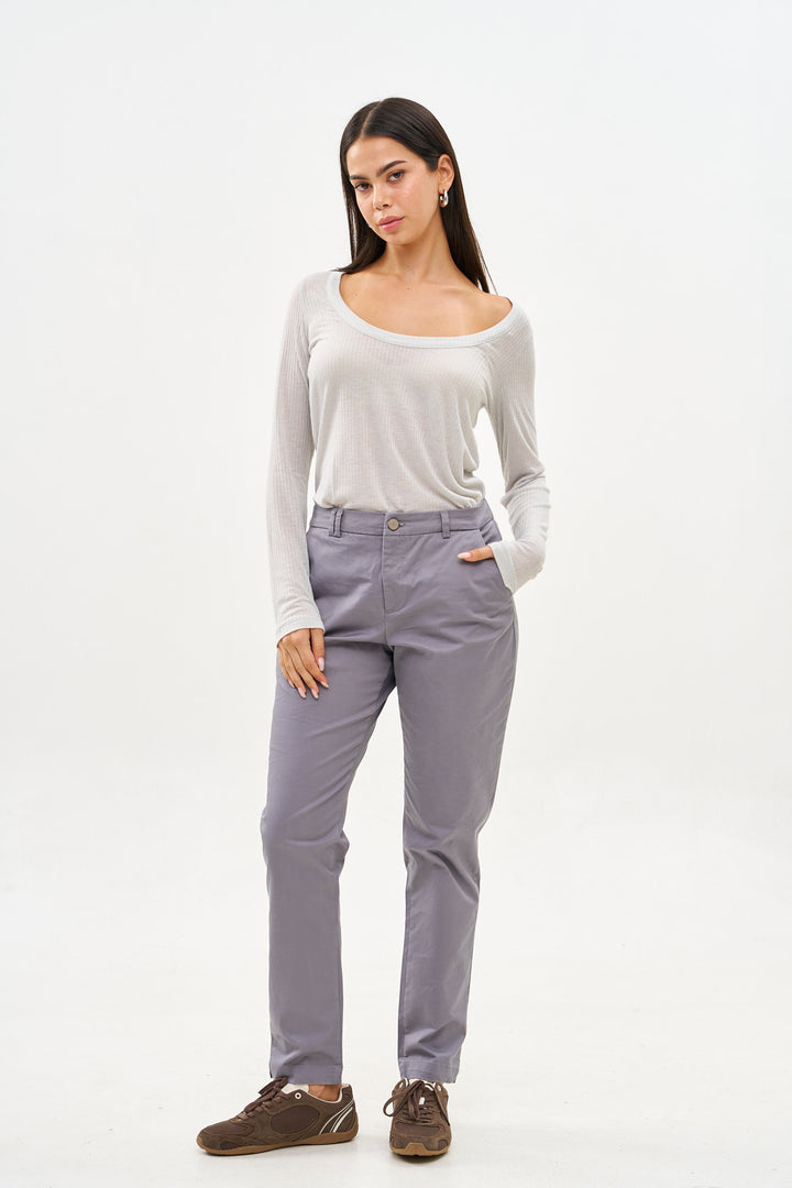 SLIM COTTON GREY PANTS