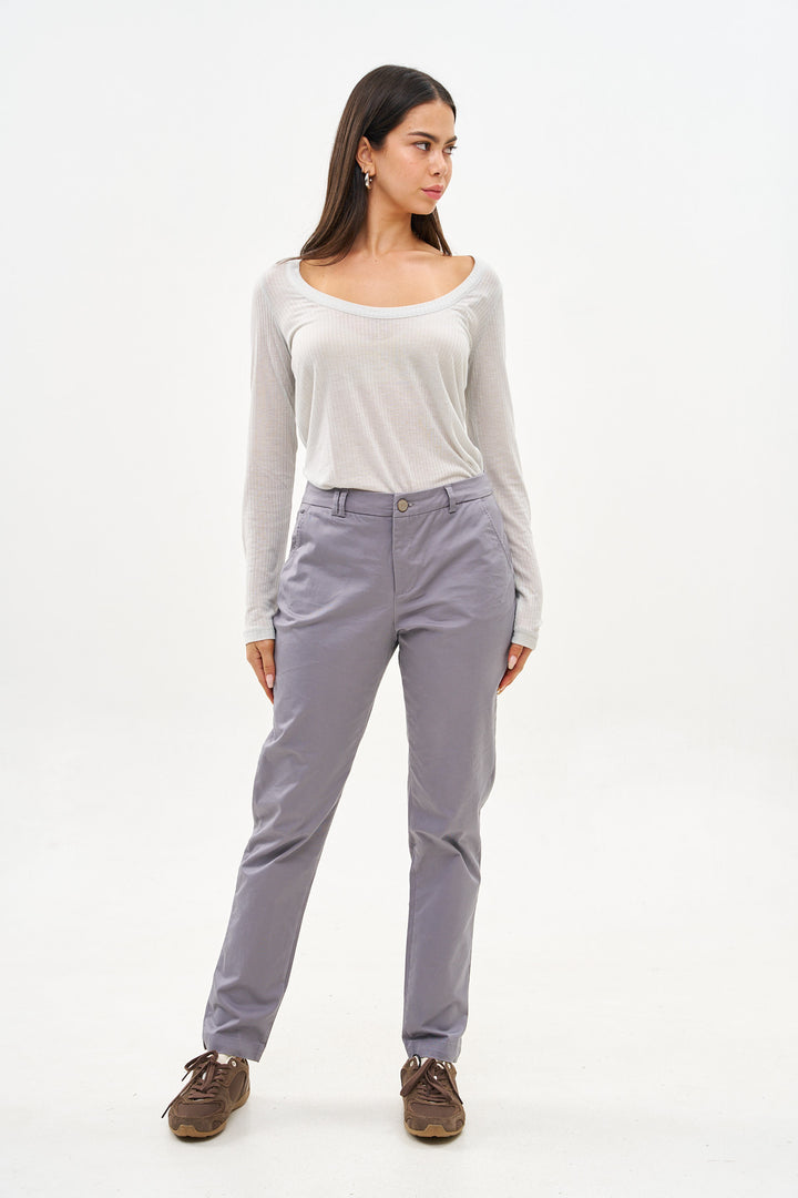 SLIM COTTON GREY PANTS