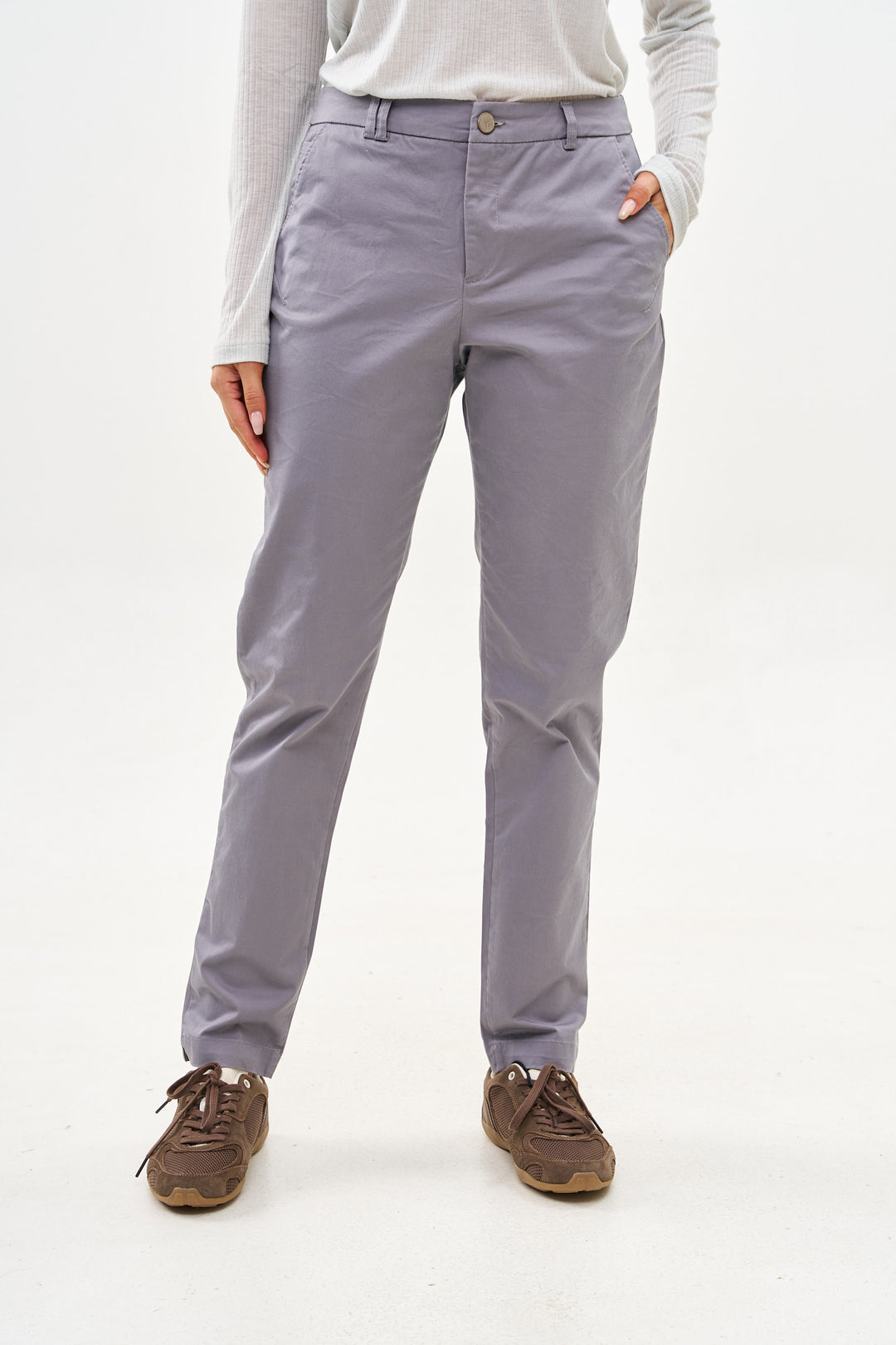 SLIM COTTON GREY PANTS