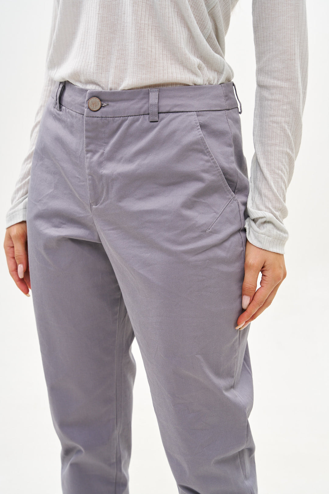 SLIM COTTON GREY PANTS