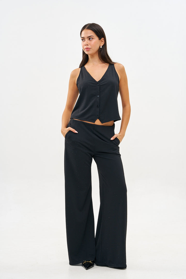 RENNE WIDE LEG BLACK PANTS