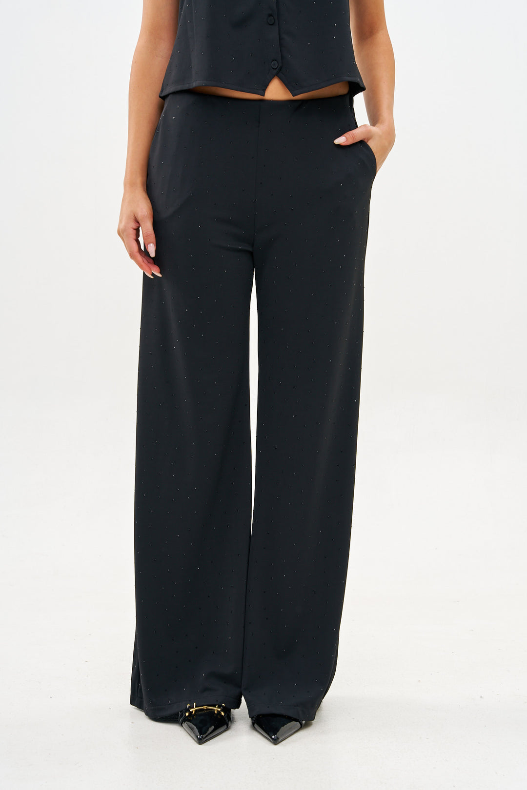 RENNE WIDE LEG BLACK PANTS