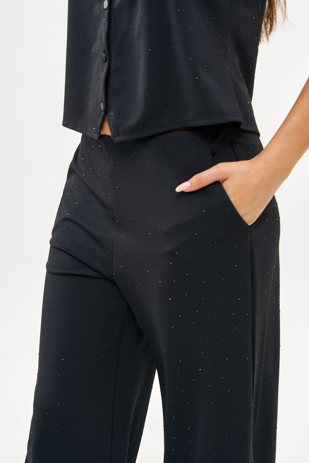 RENNE WIDE LEG BLACK PANTS