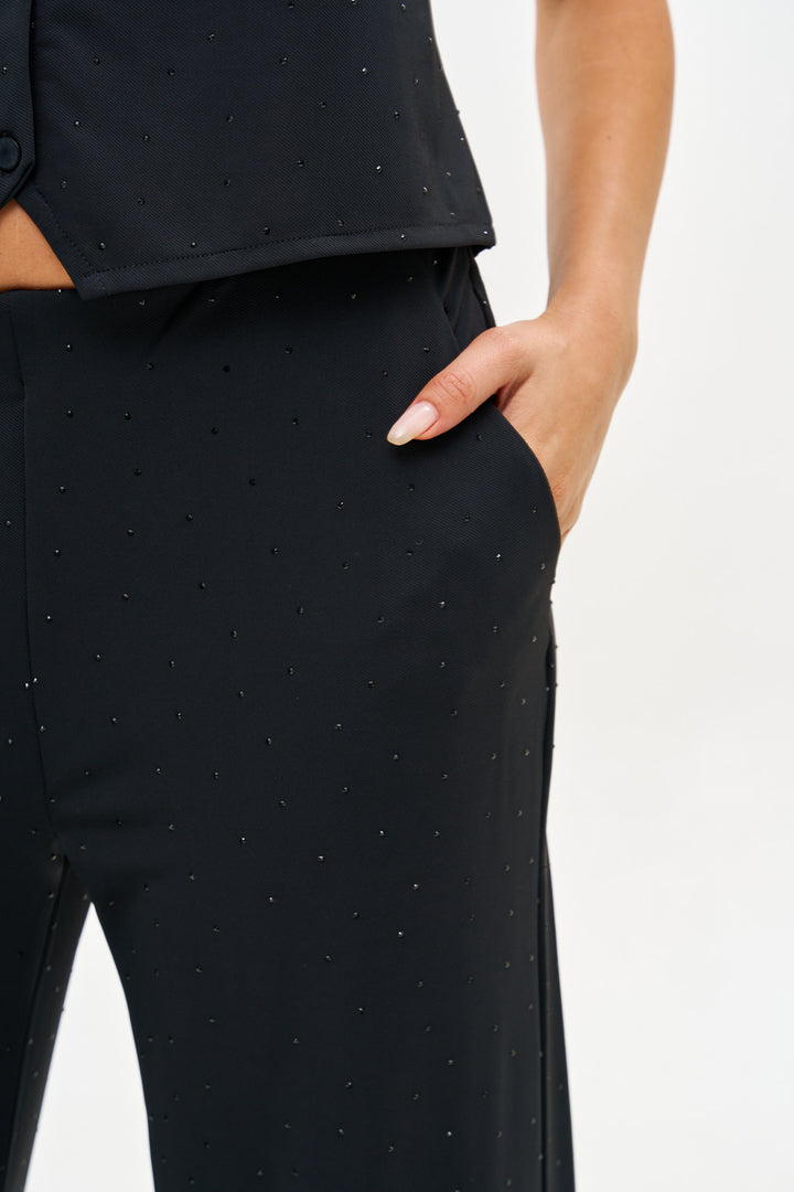 RENNE WIDE LEG BLACK PANTS