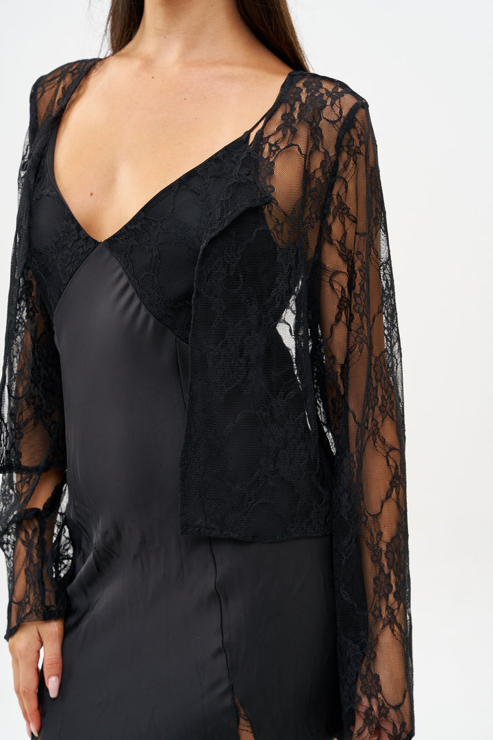 NATI BLACK LACE TOP