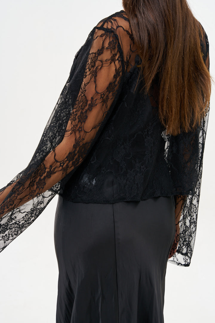 NATI BLACK LACE TOP