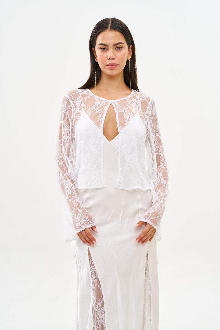 NATI WHITE LACE TOP