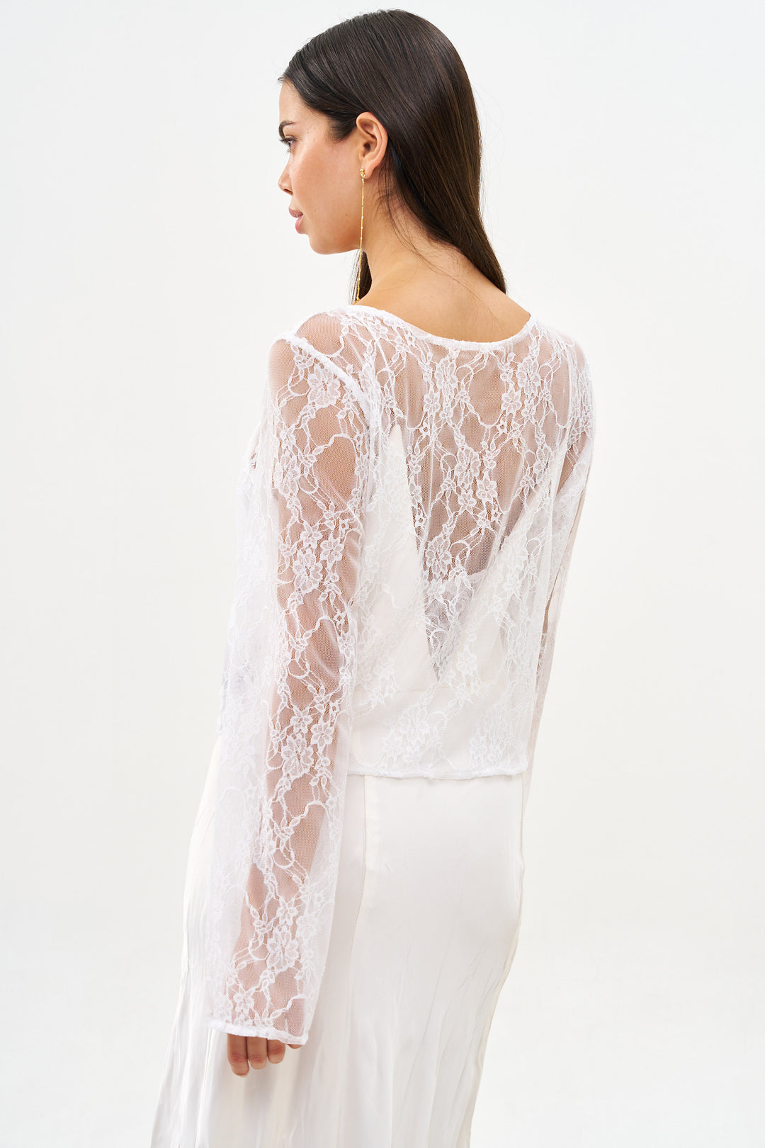 NATI WHITE LACE TOP