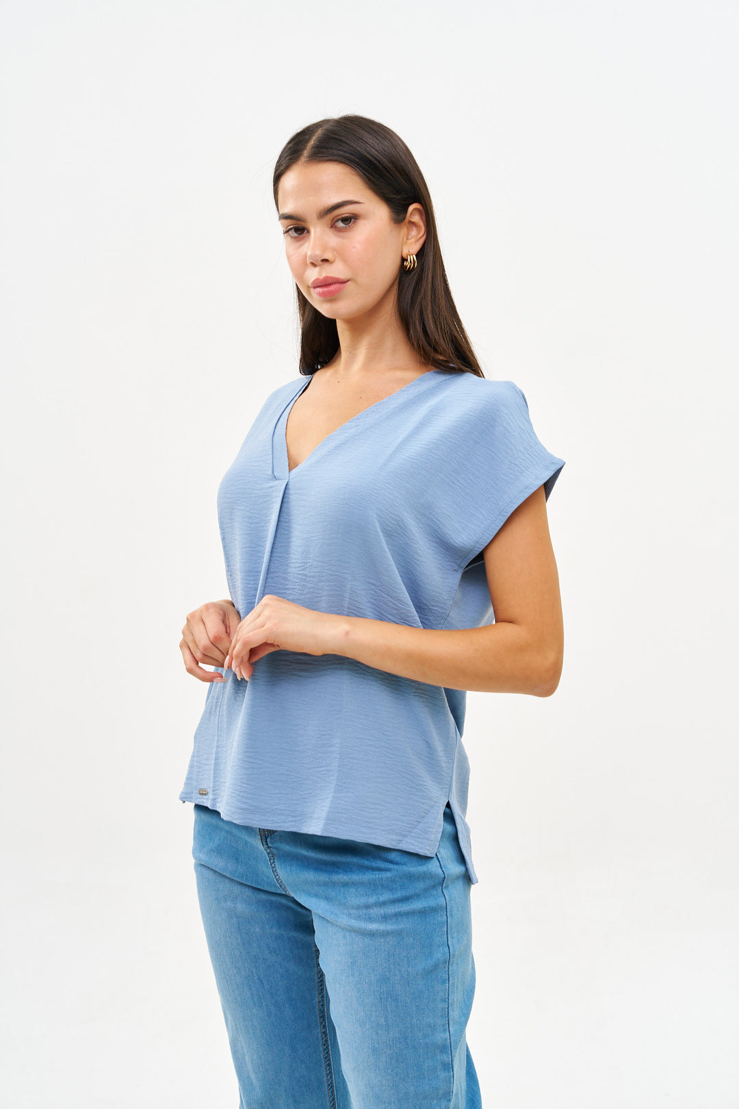 SARA DENIM BLUE V-SHIRT