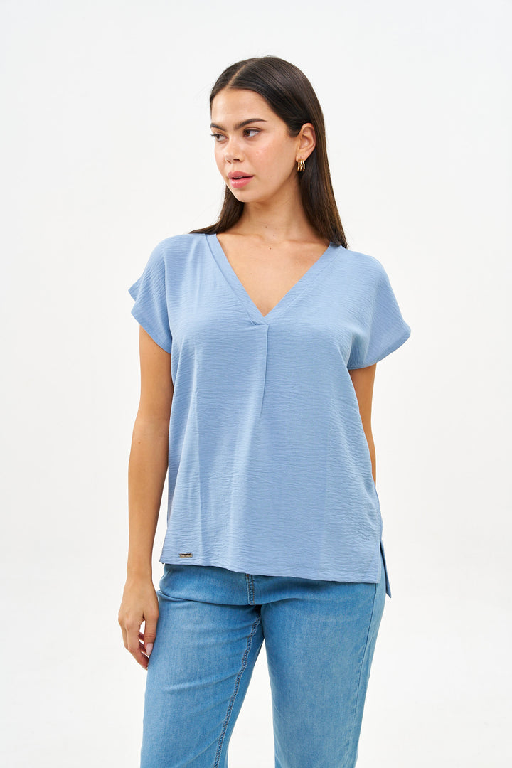 SARA DENIM BLUE V-SHIRT
