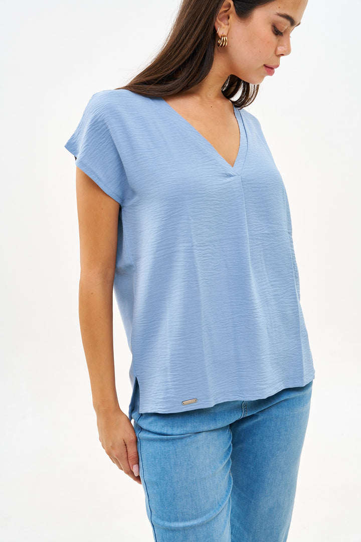 SARA DENIM BLUE V-SHIRT