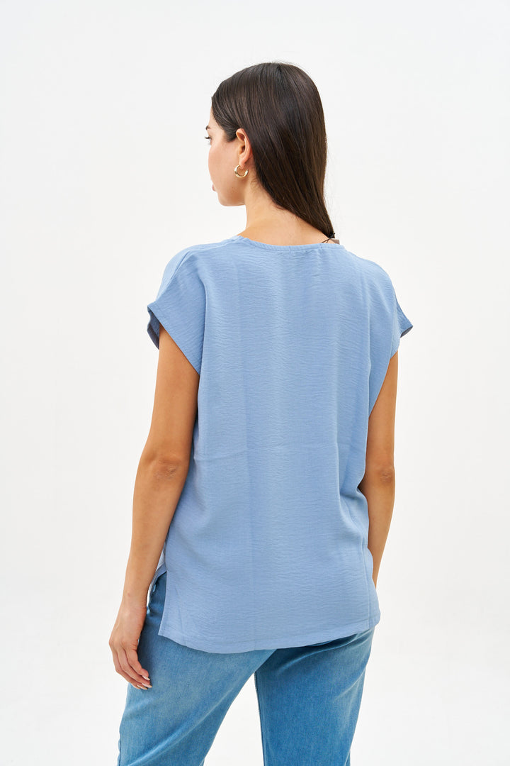 SARA DENIM BLUE V-SHIRT