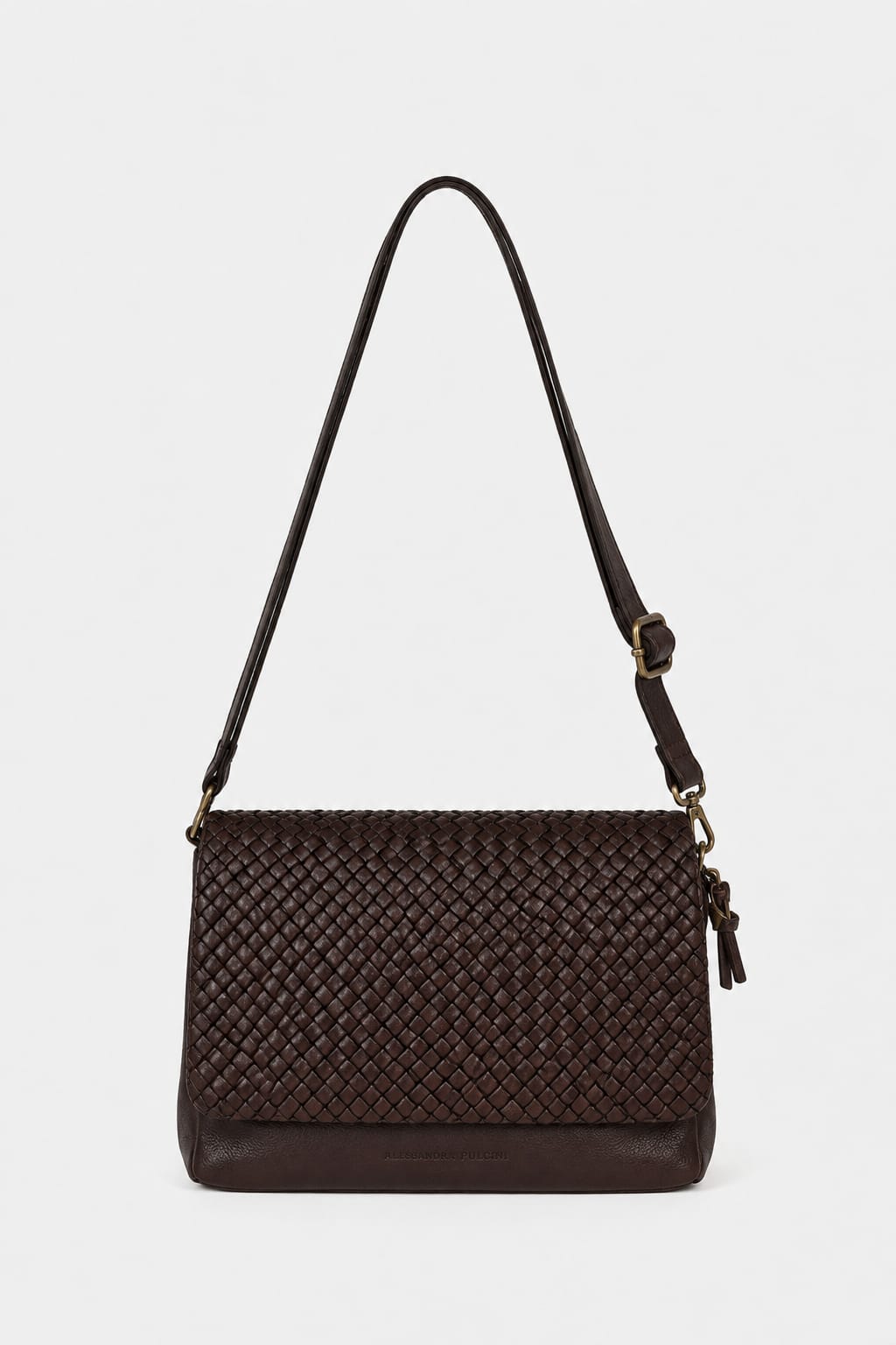 COGNAC WOVEN CHOCOLATE BROWN BAG