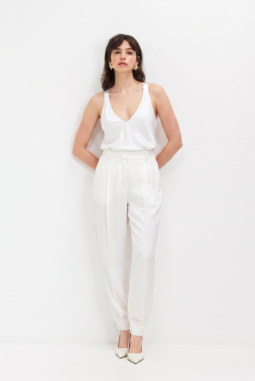 CAPRI BARREL WHITE PANTS
