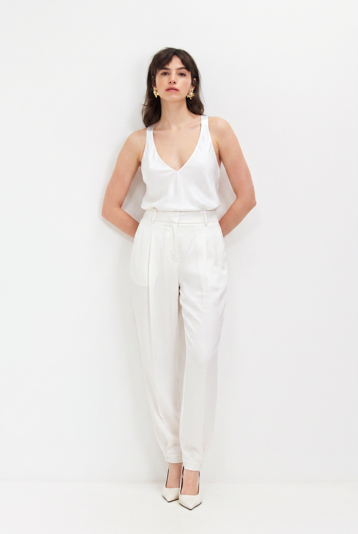 CAPRI BARREL WHITE PANTS