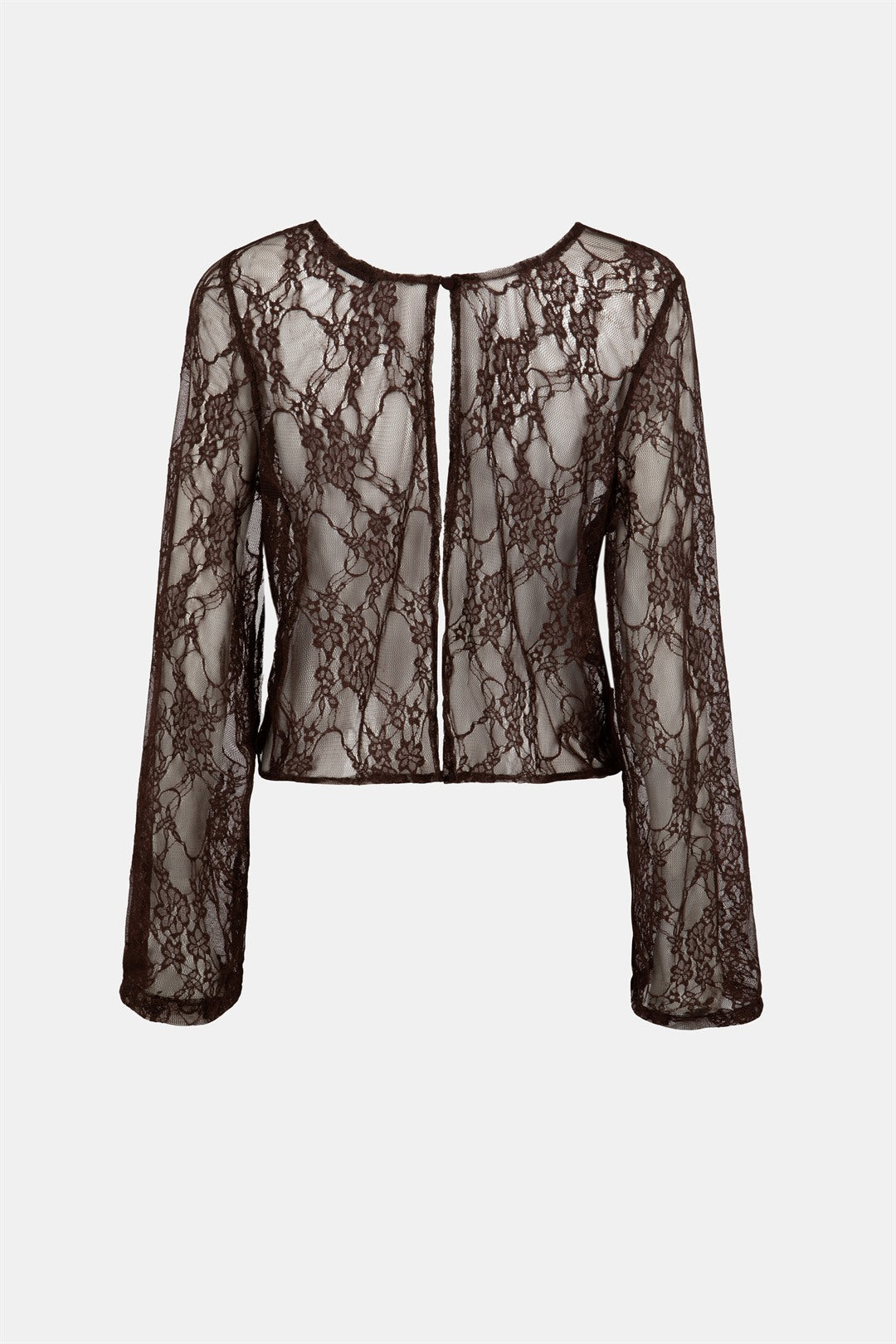 NATI CHOCOLATE BROWN LACE TOP