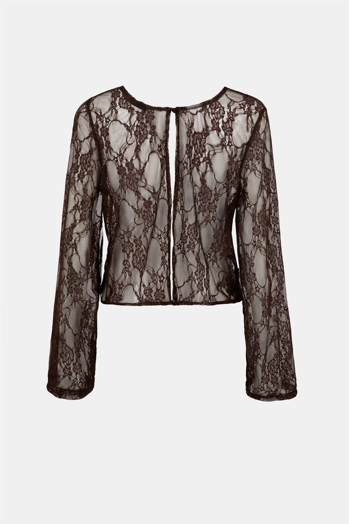 NATI CHOCOLATE BROWN LACE TOP