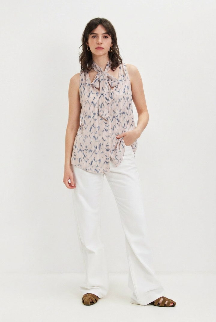 GRETA PRINTED BLUE  TOP